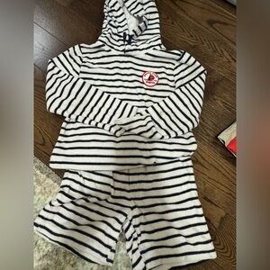 Janie and Jack Navy Striped Pajama Set